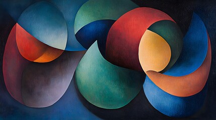 Wall Mural - Abstract Intertwined Colorful Circles Painting