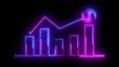 © SHAMIM - A neon business graph icon features glowing lines or bars on a dark background, symbolizing data growth, analytics, or performance trends in a modern, high-tech style.