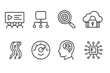 Wall Mural - Technology and security icon set. flat, simple icons for digital applications