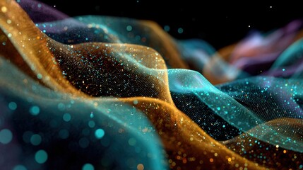 Wall Mural - Vibrant Digital Mesh Design Flowing Through Space.