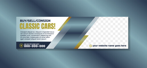 Wall Mural - classic cars rental or sale or consign horizontal banner or page cover advertising template. diagona