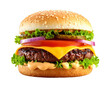 © Nipaphorn - Classic beef cheeseburger with lettuce tomato onion and sauce isolated on transparent background