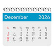 © YuTaus - December calendar icon. Blue date vector. Monthly page layout. Spiral header grid. EPS 10.