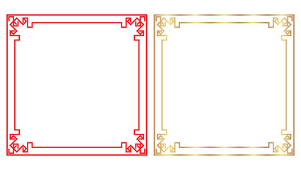 Wall Mural - Vector Chinese border designs in red and gold with transparent background
