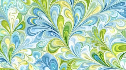 Wall Mural - Abstract Swirling Blue Green Yellow Marble Pattern Texture Background