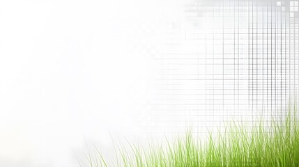 Wall Mural - Abstract Green Grass Nature Background with Grid Pattern