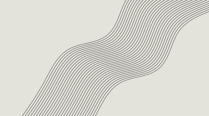 Wall Mural - Minimal curved parallel lines abstract design on white background. Elegant modern wave pattern for posters, tech backgrounds, branding, web design, and decorative artwork