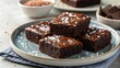 © Anna - Deliciously crafted brownies topped with sea salt served on a beautifully styled plate at a cozy gathering