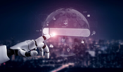 AI assisting search engine interface to find digital information, enhance SEO visibility, monitor insights, and support data access with intelligent online tools. Vouch
