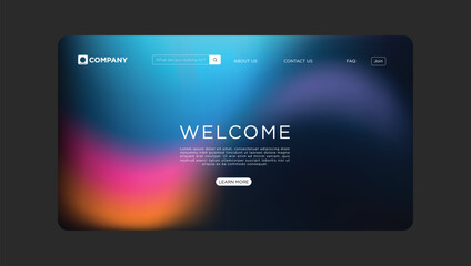 Modern website design concept showcases sleek interface with vibrant gradient background for welcoming company