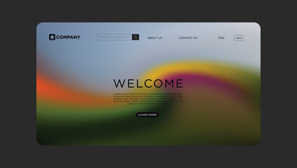 Modern website landing page with vibrant abstract background for creative business design