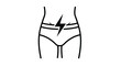 © MSTLIPE - Illustration of a womans lower abdomen with a lightning bolt symbol indicating pain, isolated on white background
