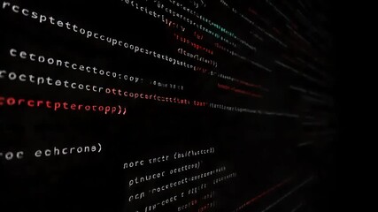 dynamic code: abstract data stream on black background.