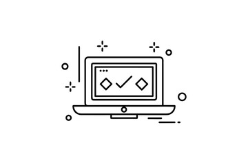 desktop screen with coding brackets developer programmer workspace icon