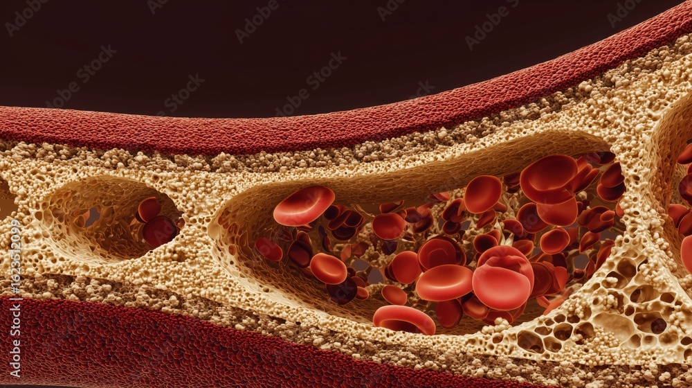 National Sickle Cell Awareness Month. 3D rendered cross-section of bone ...