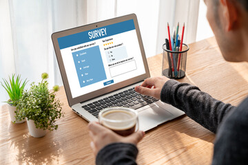 Wall Mural - online survey form for modish digital information collection on the internet network