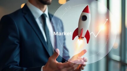 Wall Mural - a person holding a red and white rocket, suitable for space or science-themed projects