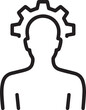 © growth - Modern professional person silhouette with gear overhead symbolizing innovation strategy and operational excellence for business growth and dynamic solutions