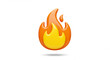 © Moiz - A glossy orange and yellow flame emoji with a small shadow isolated on a white background image