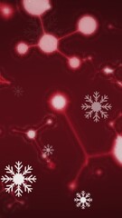 Sticker - animation of snowflakes over molecules on black background
