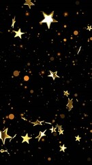Wall Mural - golden stars and sparkles glowing on black background