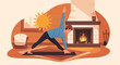 © Chelsi - Triangle Pose Practice At Home With Cozy Fireplace And Sunlight Background
