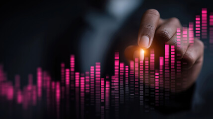 Wall Mural - businessman analyzes economic growth graph with financial data for stock market investments