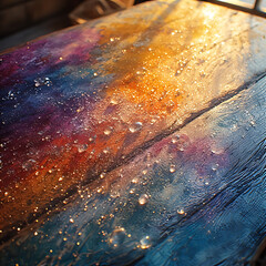 Wall Mural - water drops on wood