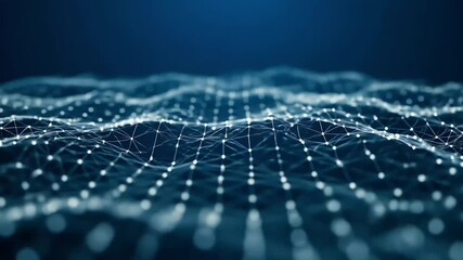 Digital Network Of White Connected Dots And Lines In Blue Background