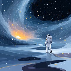 Astronaut in a cosmic landscape