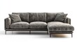 © Night - Dark gray fabric sectional sofa with wooden legs