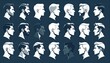 © Waba - Profile portraits of men with various hairstyles and facial hair