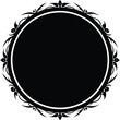 © rashelrs43 - Ornate black circular frame with floral accents isolated on transparent background