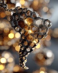 Wall Mural - Abstract, 3D South American continent, intricate hexagons