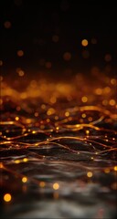 Wall Mural - Abstract fiery background with golden strands