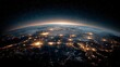 © InkCrafts - Stunning view of Earth from space, showcasing city lights and beauty.
