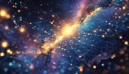 Wall Mural - vibrant cosmic nebula with glowing stars and interconnected light trails creating a sense of expansi