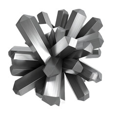 Wall Mural - abstract metallic crystal cluster with gray tones against transparent background