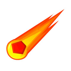 Wall Mural - fiery comet with red geometric core streaking across transparent background