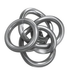 Wall Mural - intertwined metallic silver rings on transparent background for abstract design and decorative eleme