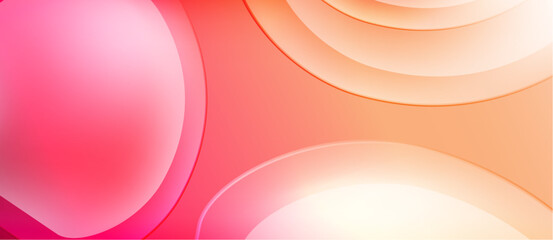 Wall Mural - abstract design features overlapping circles, gradients ranging from pink to yellow. soft, smooth sh