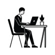 © Md CF ID #17860857 - Illustration of person working at a laptop with plant on desk