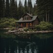 © Altaf Bloch - A peaceful lakeside cabin surrounded by trees