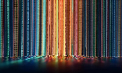 Wall Mural - a vertical background of data streams flowing upwards, representing the flow and idea generation in 