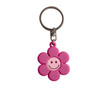© Alice a. - Pink flower keychain with happy face, cheerful accessory, metal ring, cute design, isolated on transparency background, playful and fun style