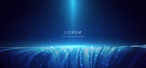 Wall Mural - scene futuristic elegant blue light ray on dark background with lighting effect and sparkle.