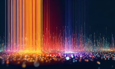 Wall Mural - a vertical background of data streams flowing upwards, representing the flow and idea generation in 