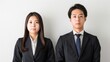 © SUPHAKPHEN - portrait profile of two business people, business team, coworker, job advertisement, white background.