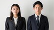 © SUPHAKPHEN - portrait profile of two business people, business team, coworker, job advertisement, white background.