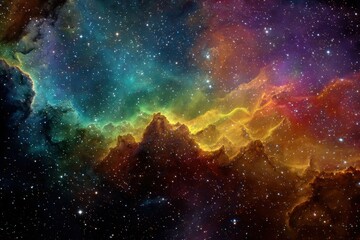 Wall Mural - vibrant rainbow nebula reveals a cosmic tapestry of colorful clouds and star-filled universe in a st